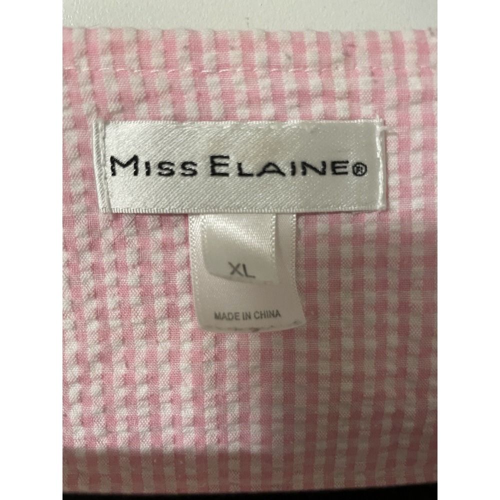 Miss Elaine Seersucker Zip Long Robe Housecoat Embroidered Pink Green Purple XL - Picture 4 of 6